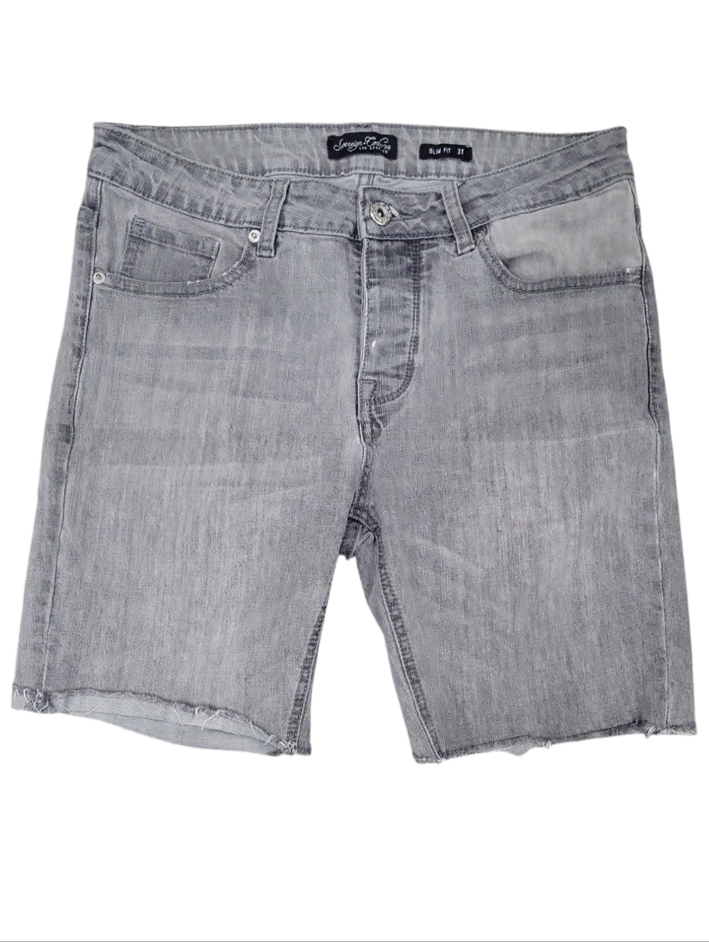 Sovereign Code Light Gray Denim Cutoff Men’s Shorts Size 31